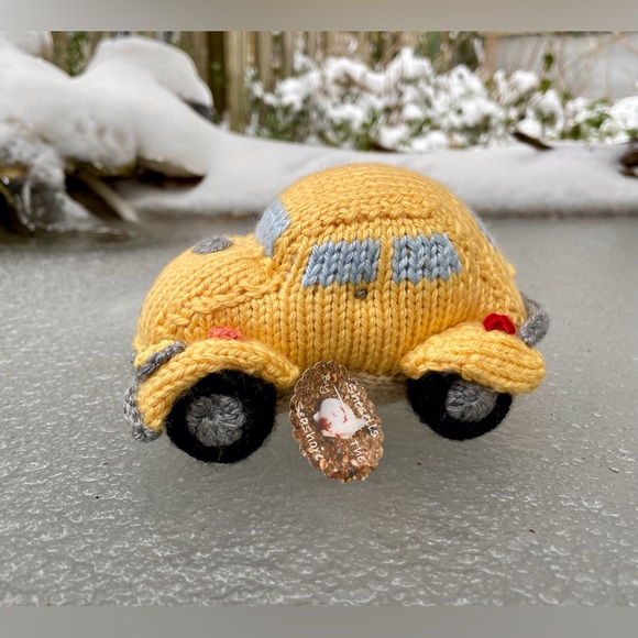 Handmade Other - NEW Handmade Knit Yellow Car Beetle Bug Vehicle Plush Stuffed OOAK
